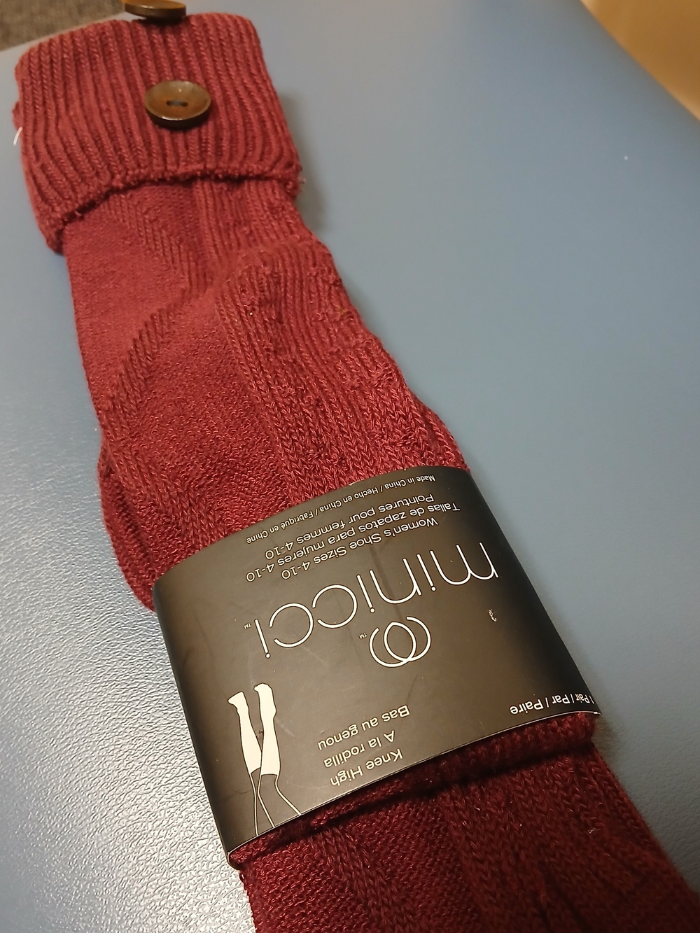 Minicci Burgundy Knee-High Socks with Button Cuff